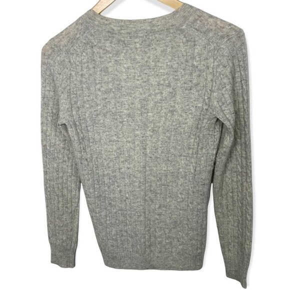 J. Crew Cashmere Wool Cable Knit V-Neck Long Sleeve Sweater Tan Beige Size XS - Picture 3 of 6